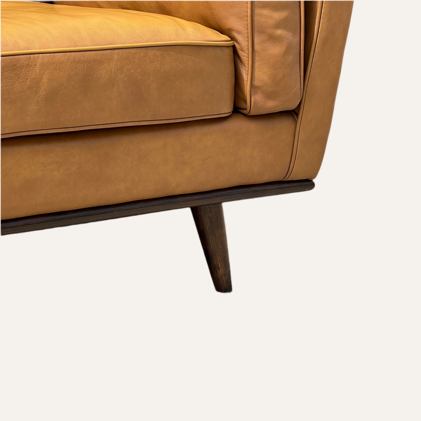 West Elm Zander/Article Timber Leather Sofa Dupe Midcentury Modern | Used Condition | Reclaimed Furniture Haus