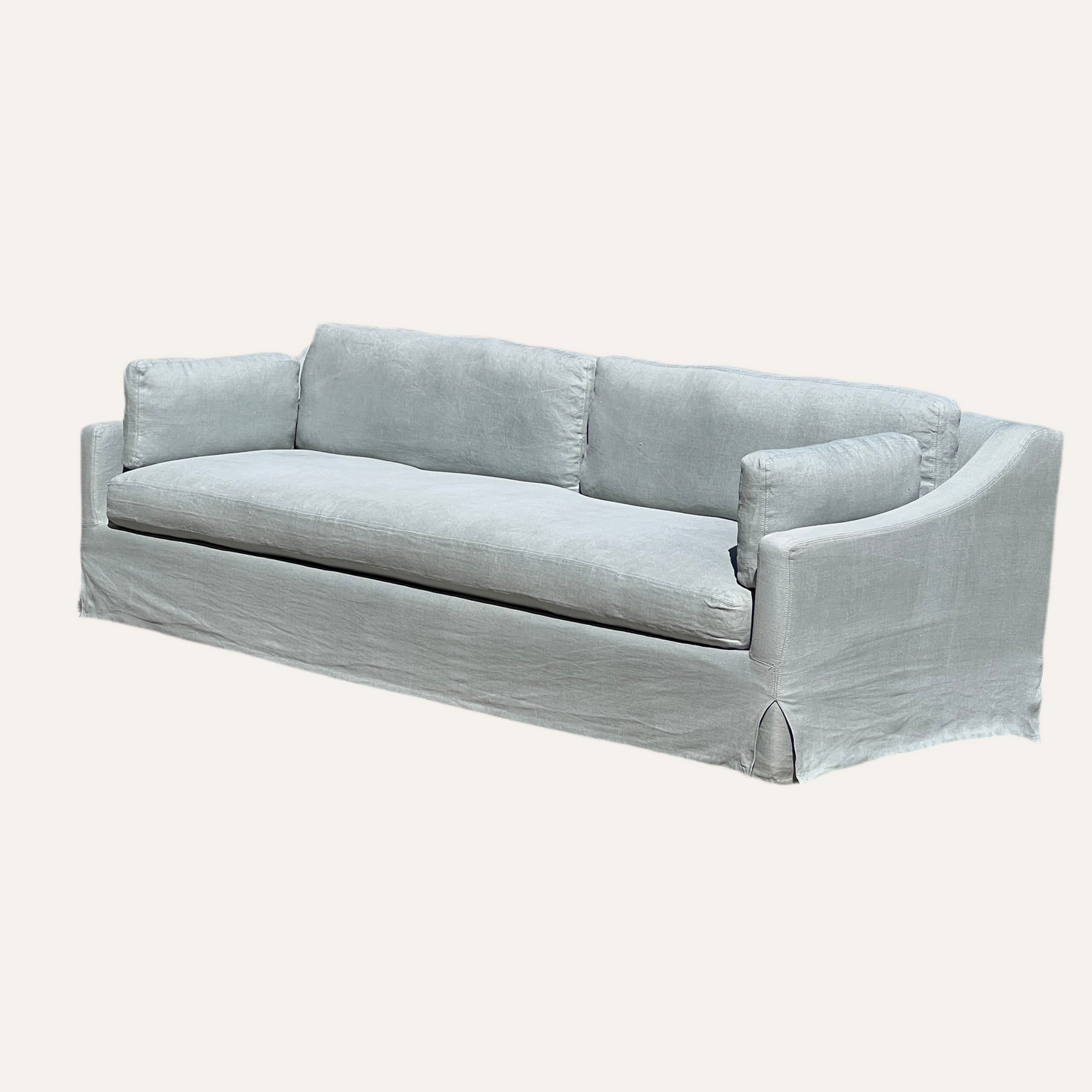 Restoration Hardware 9’ Slipcovered Sofa – Classic Depth in Light Gray Belgian Linen