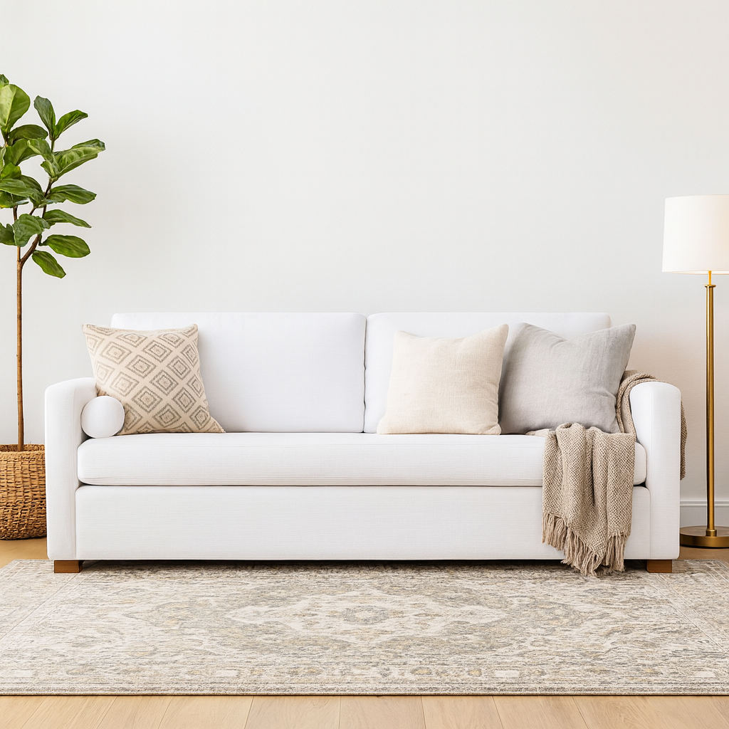 RH Restoration Hardware Track Arm Belgian Bench-Cushion 8’ Classic Sofa | Costa Mesa