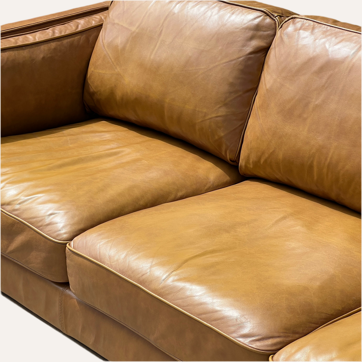 West Elm Zander/Article Timber Leather Sofa Dupe Midcentury Modern | Used Condition | Reclaimed Furniture Haus