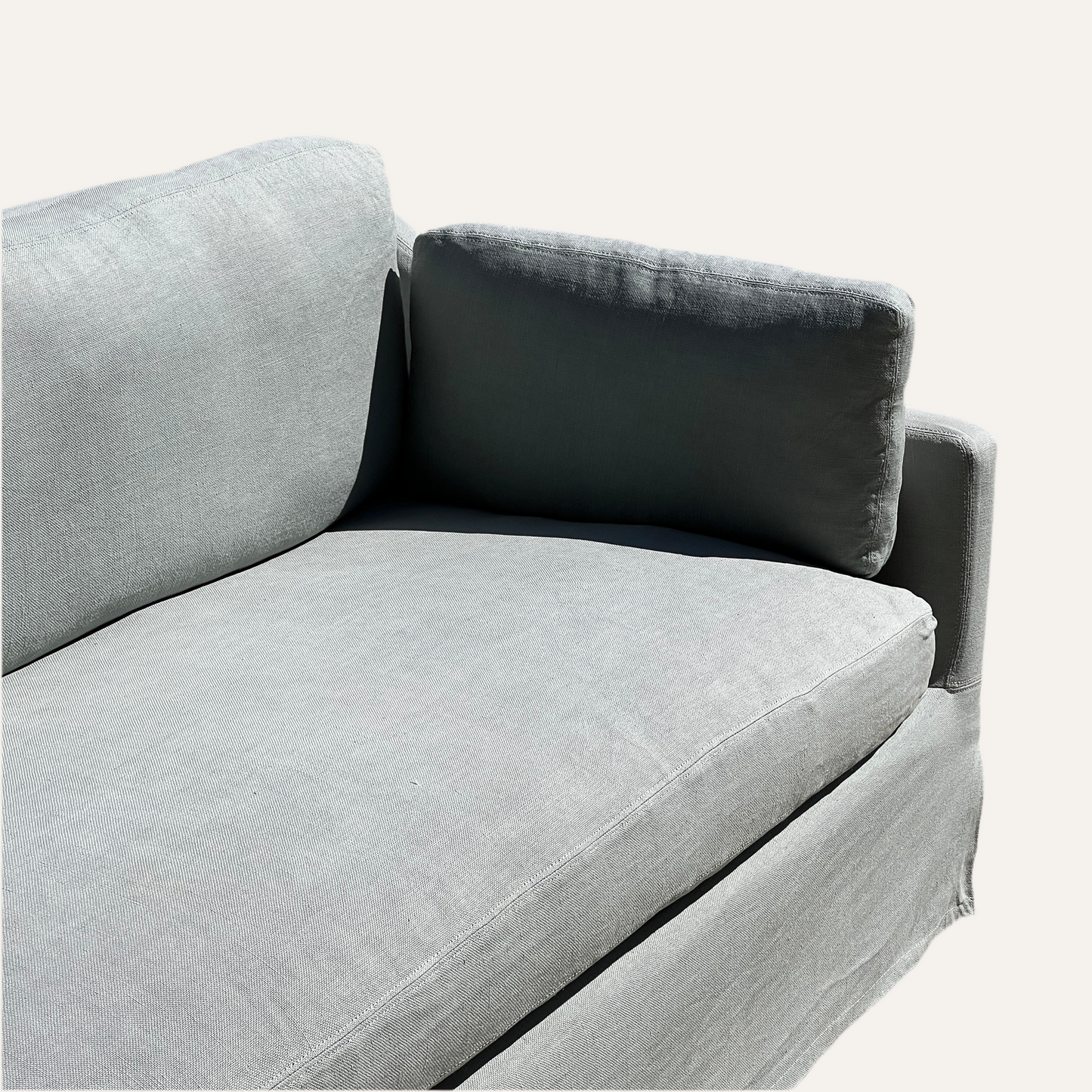 Restoration Hardware 9’ Slipcovered Sofa – Classic Depth in Light Gray Belgian Linen