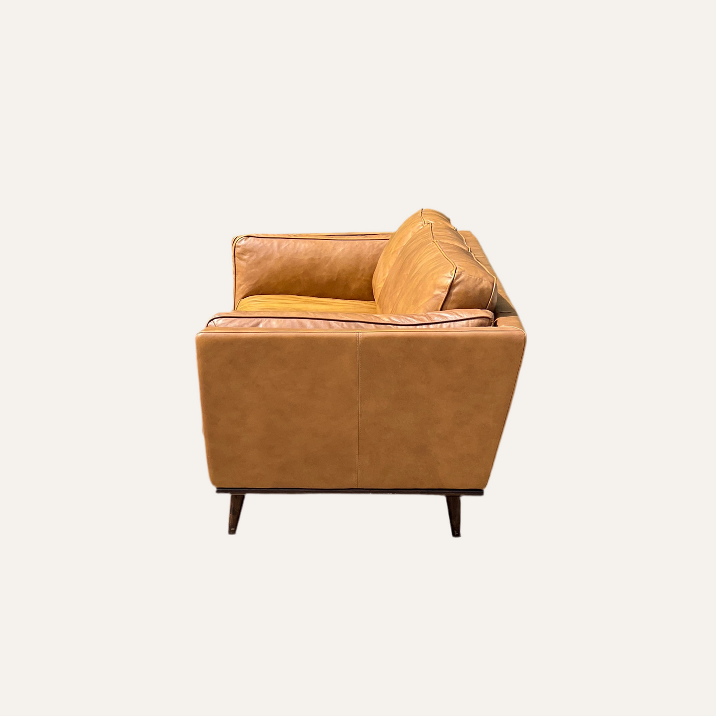 West Elm Zander/Article Timber Leather Sofa Dupe Midcentury Modern | Used Condition | Reclaimed Furniture Haus