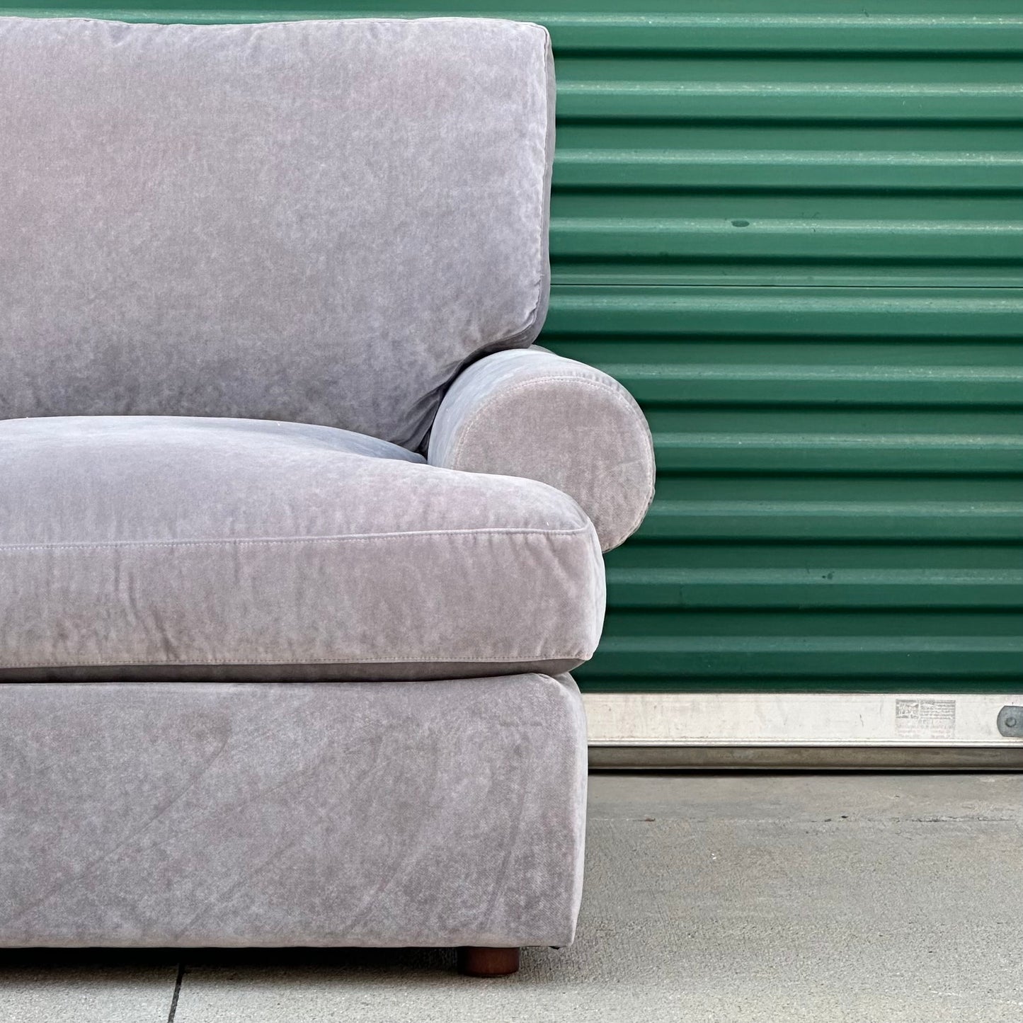 Bassett Furniture U-Shaped Gray Velvet Fabric Sectional | Costa Mesa