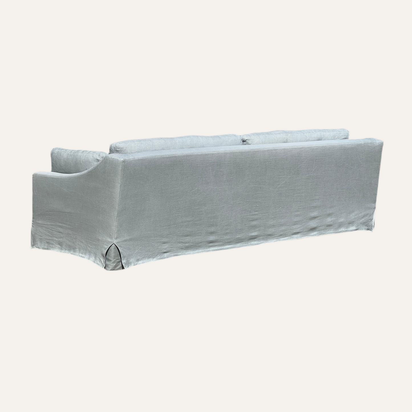Restoration Hardware 9’ Slipcovered Sofa – Classic Depth in Light Gray Belgian Linen