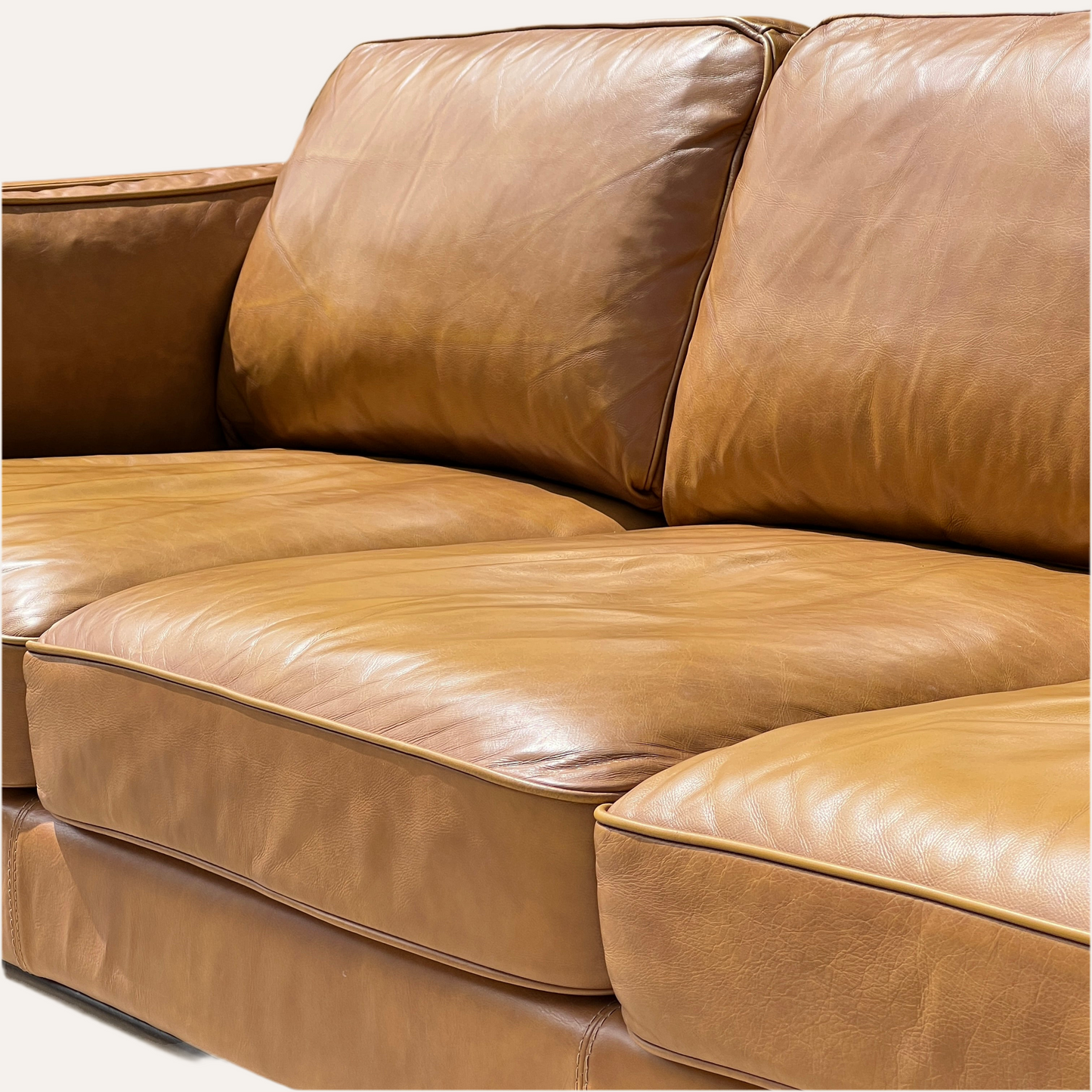 West Elm Zander/Article Timber Leather Sofa Dupe Midcentury Modern | Used Condition | Reclaimed Furniture Haus