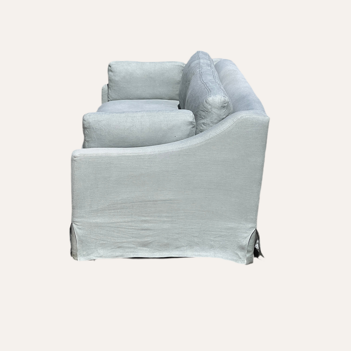 Restoration Hardware 9’ Slipcovered Sofa – Classic Depth in Light Gray Belgian Linen