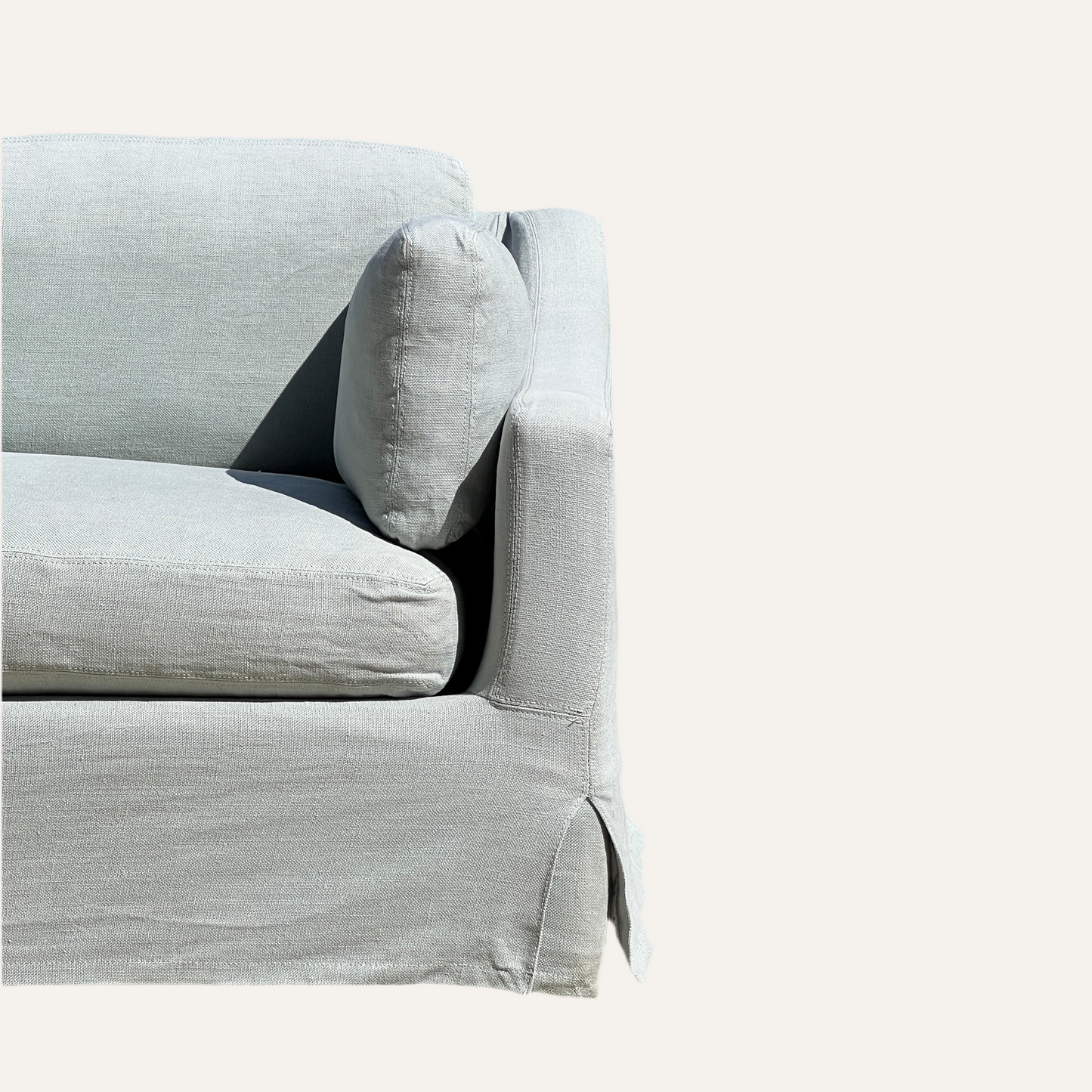 Restoration Hardware 9’ Slipcovered Sofa – Classic Depth in Light Gray Belgian Linen