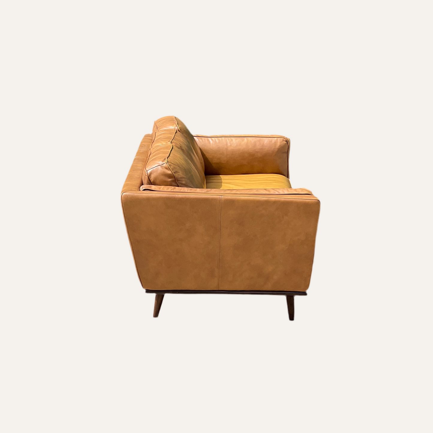 West Elm Zander/Article Timber Leather Sofa Dupe Midcentury Modern | Used Condition | Reclaimed Furniture Haus