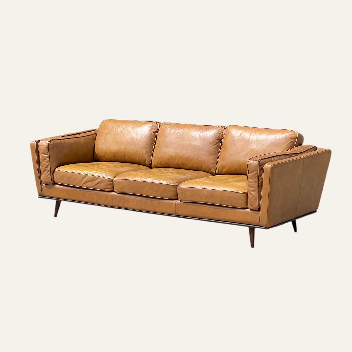 West Elm Zander/Article Timber Leather Sofa Dupe Midcentury Modern | Used Condition | Reclaimed Furniture Haus