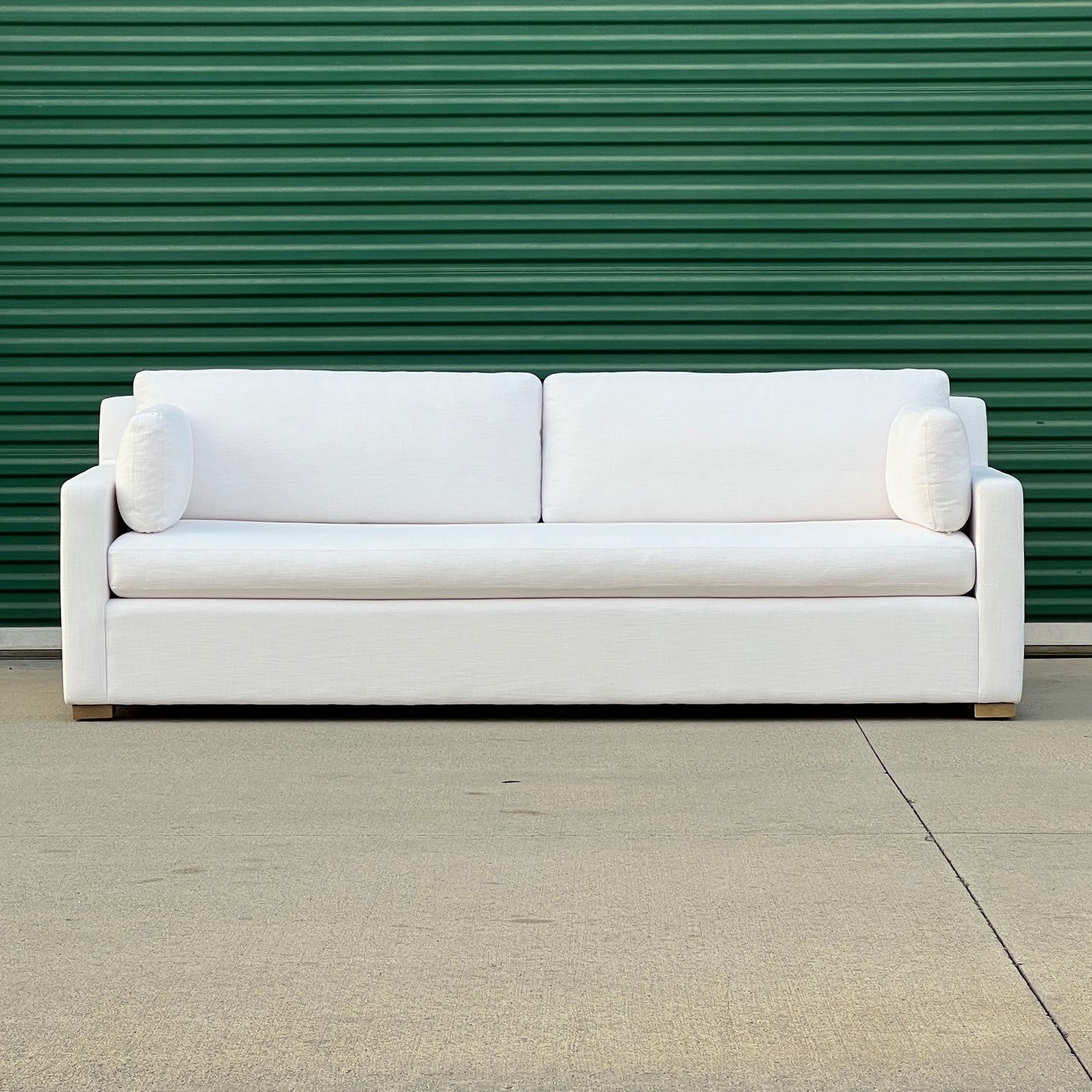 RH Restoration Hardware Track Arm Belgian Bench-Cushion 8’ Classic Sofa | Costa Mesa