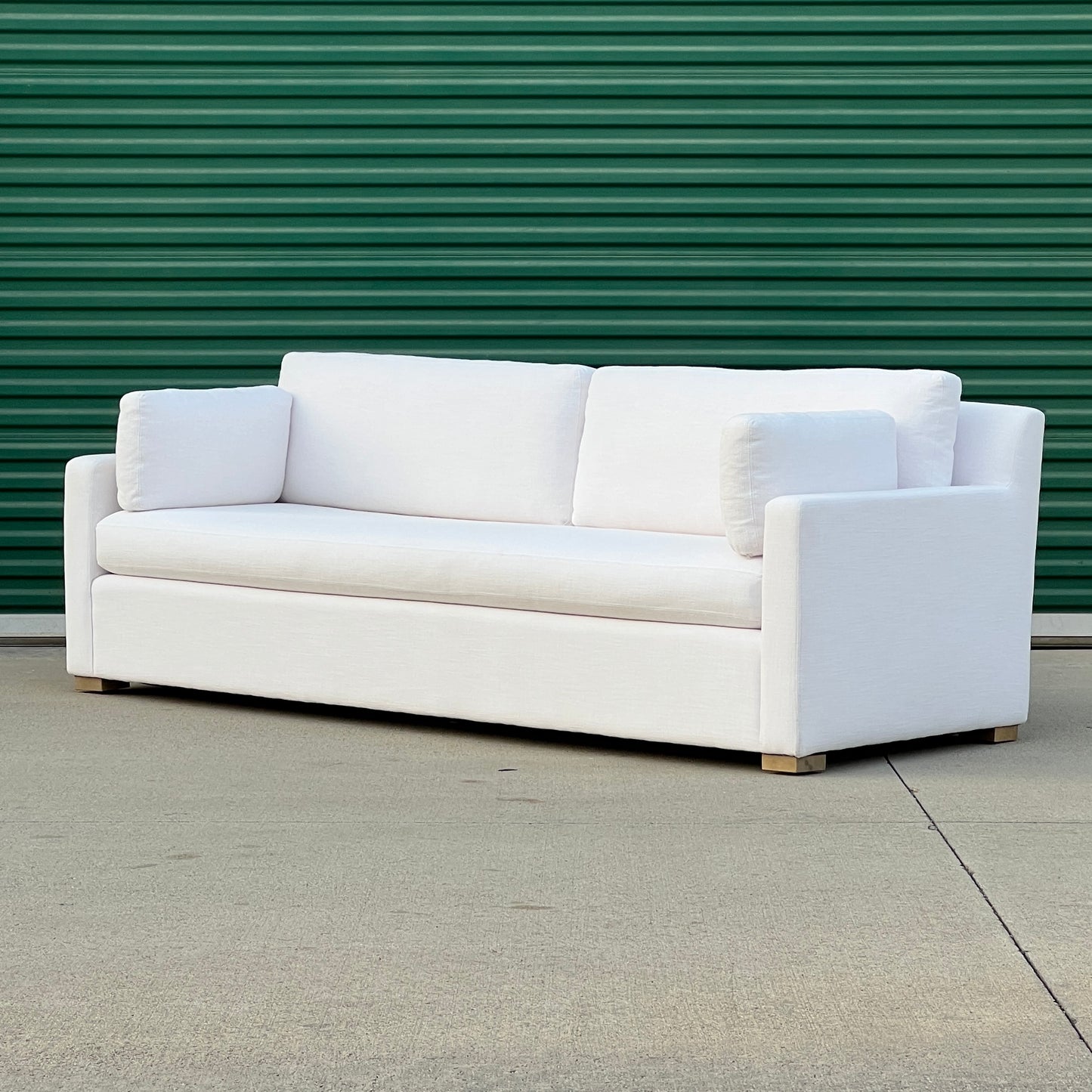 RH Restoration Hardware Track Arm Belgian Bench-Cushion 8’ Classic Sofa | Costa Mesa