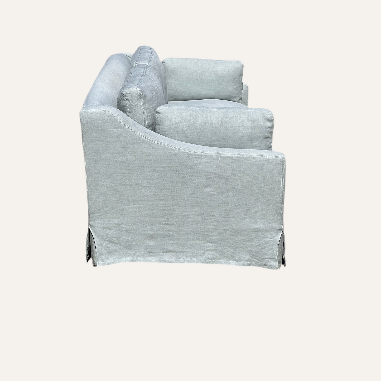 Restoration Hardware 9’ Slipcovered Sofa – Classic Depth in Light Gray Belgian Linen