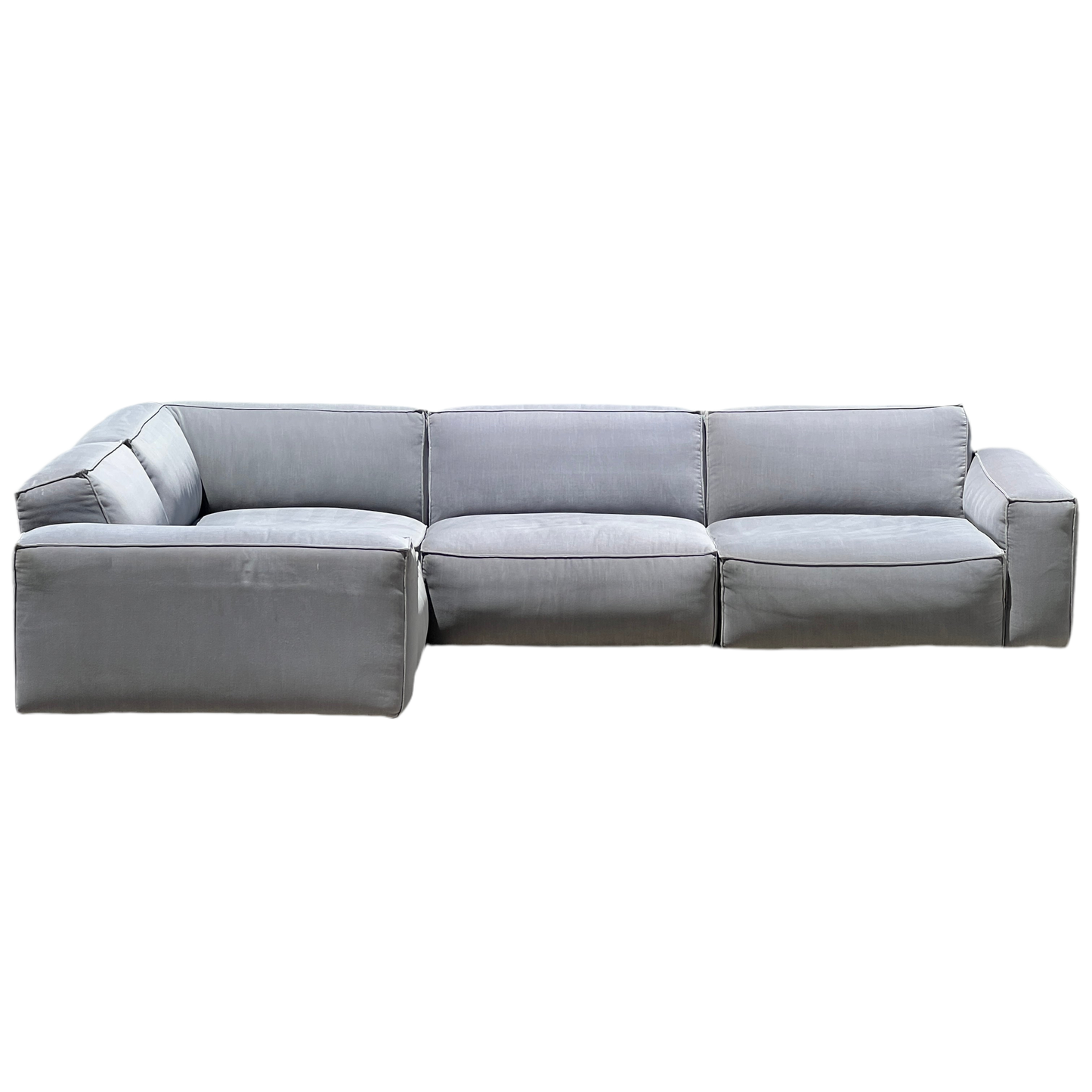 RH Restoration Hardware Como 5 Piece Sectional 100% Linen Velvet Light Gray | Used Condition