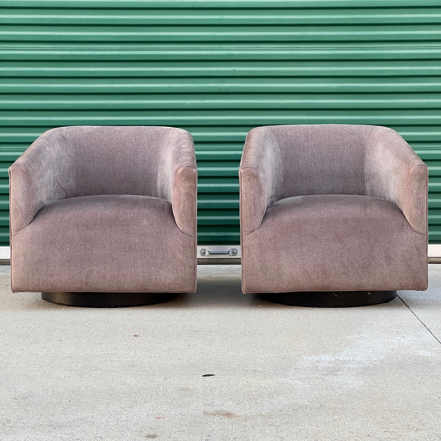 $1,700 Delivered | RH Restoration Hardware Shelter Swivel Chair (2) Graphite Velvet Luxe Depth