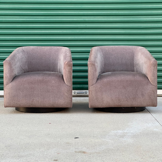 $1,700 Delivered | RH Restoration Hardware Shelter Swivel Chair (2) Graphite Velvet Luxe Depth