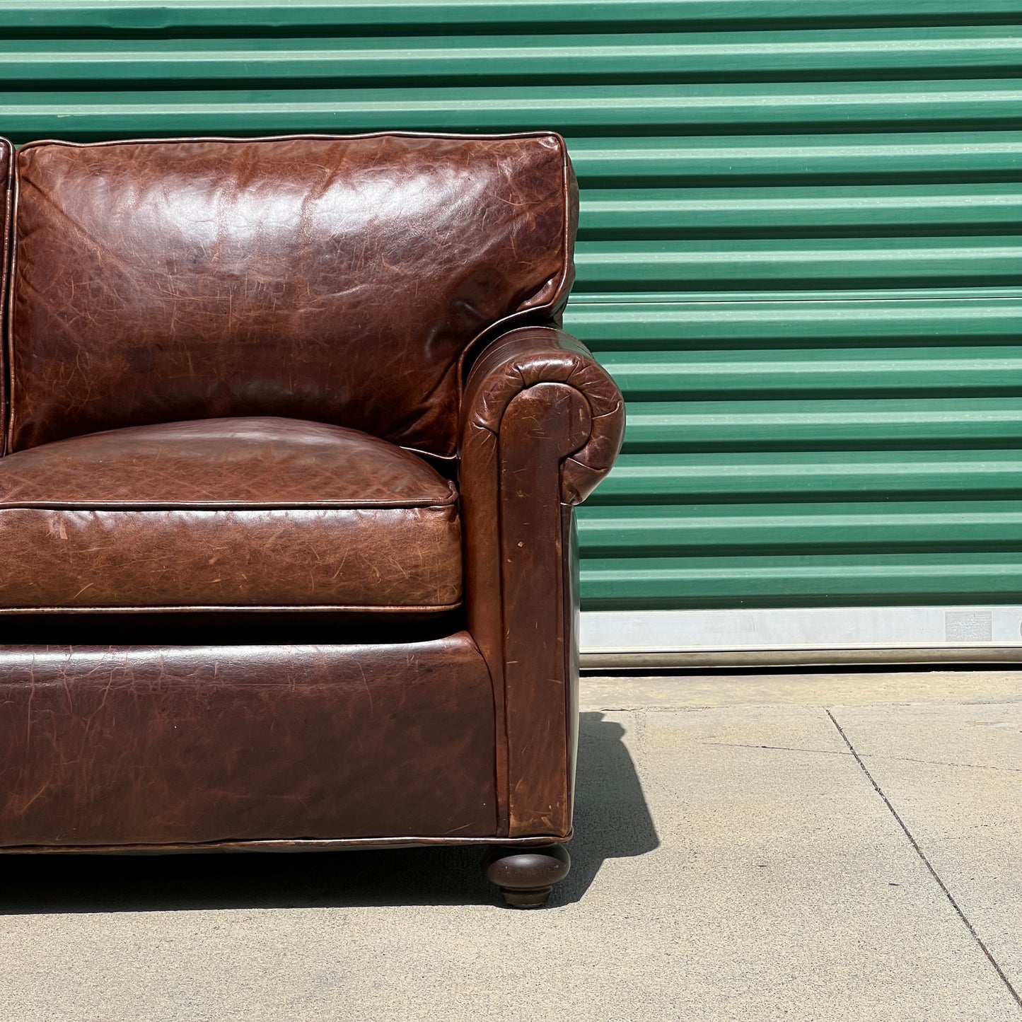 $2,000 Delivered | RH Restoration Hardware Lancaster 7’ Leather 3 Cushion Sofa Down Filled