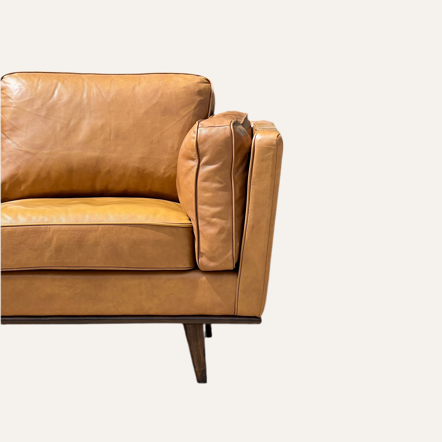 West Elm Zander/Article Timber Leather Sofa Dupe Midcentury Modern | Used Condition | Reclaimed Furniture Haus