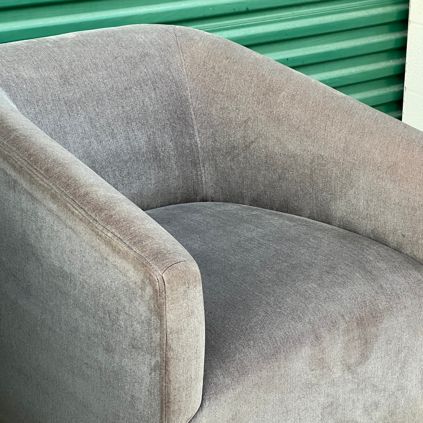 $1,700 Delivered | RH Restoration Hardware Shelter Swivel Chair (2) Graphite Velvet Luxe Depth