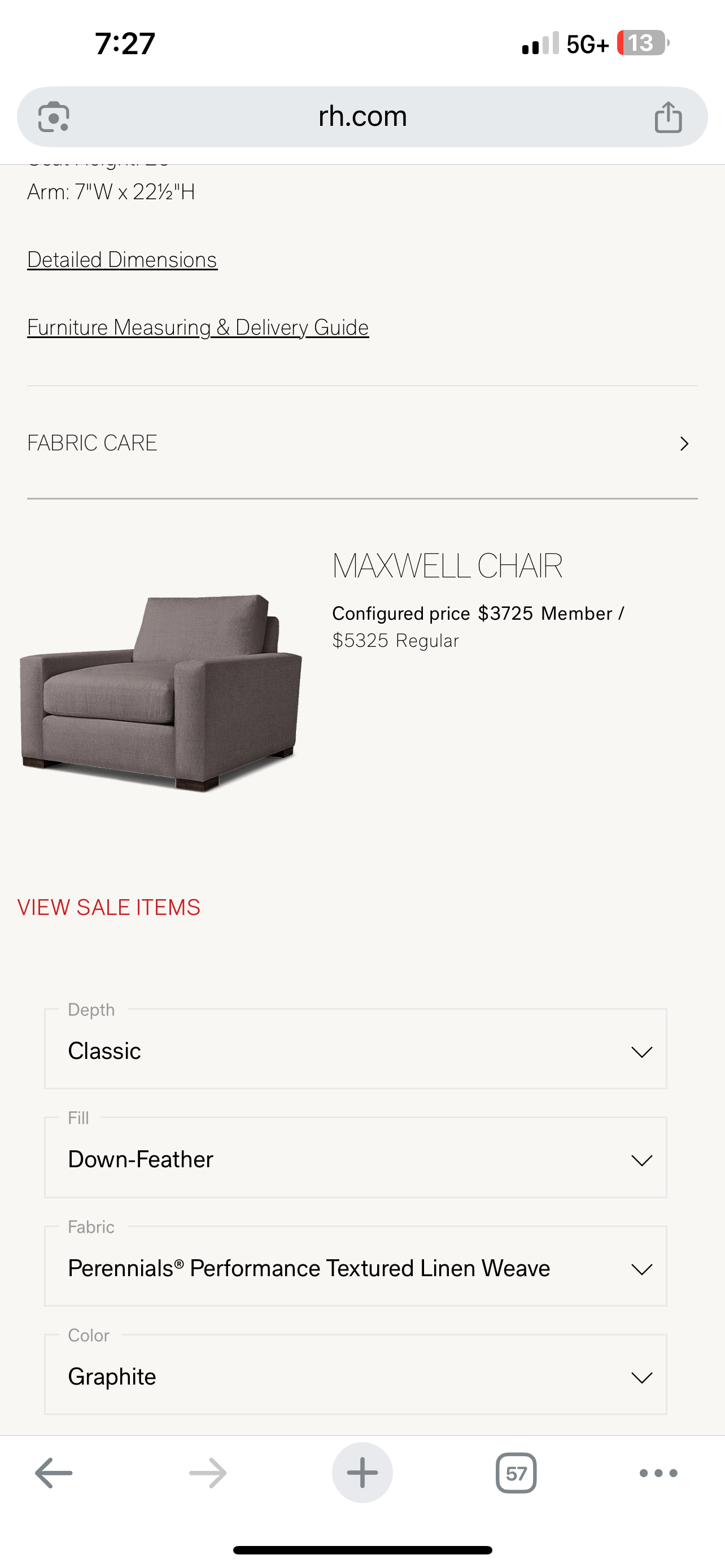 $1,860 Delivered | RH Restoration Hardware Maxwell Chair Classic Depth