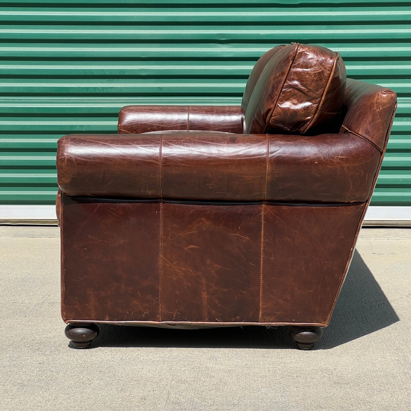 $2,000 Delivered | RH Restoration Hardware Lancaster 7’ Leather 3 Cushion Sofa Down Filled