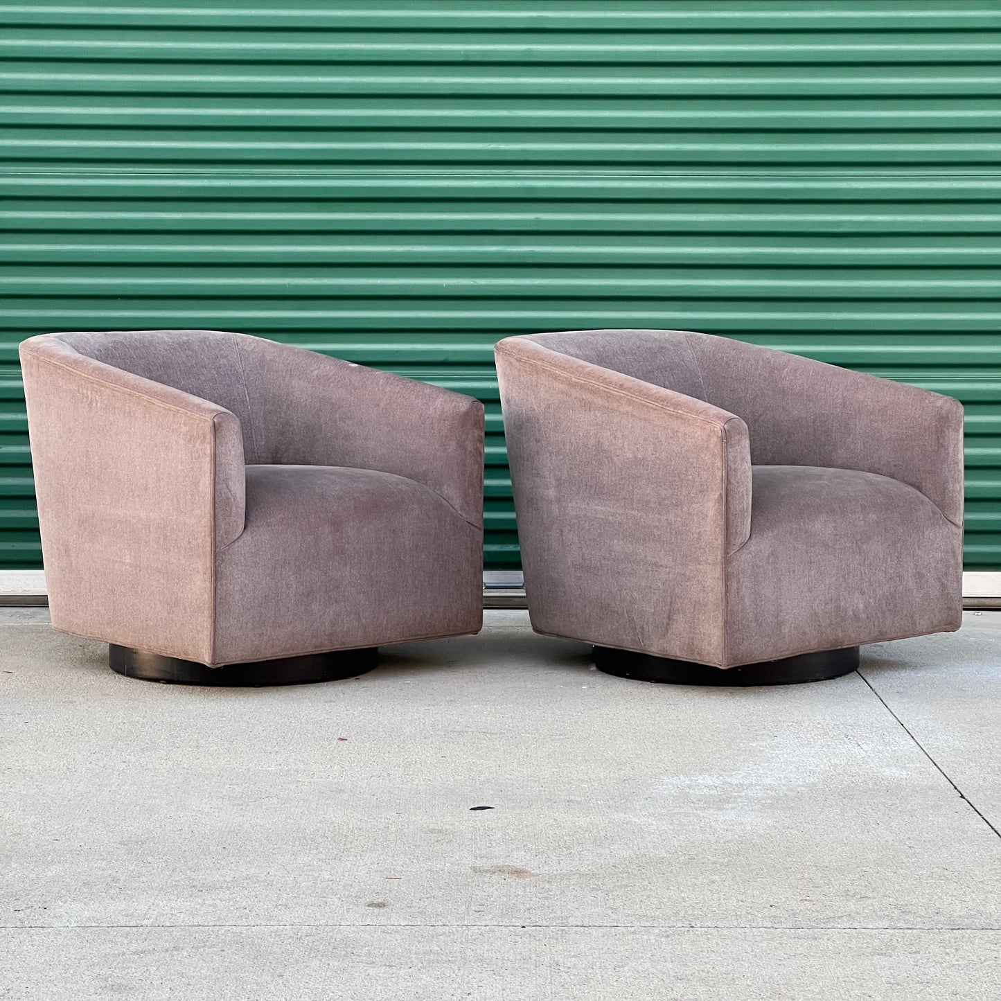 $1,700 Delivered | RH Restoration Hardware Shelter Swivel Chair (2) Graphite Velvet Luxe Depth