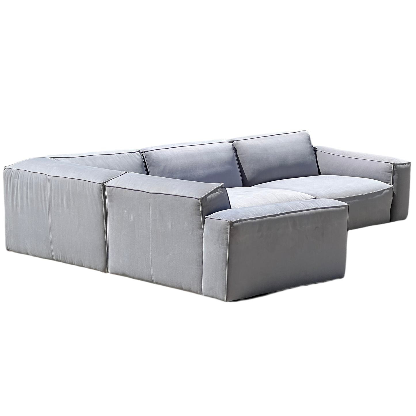 RH Restoration Hardware Como 5 Piece Sectional 100% Linen Velvet Light Gray | Used Condition