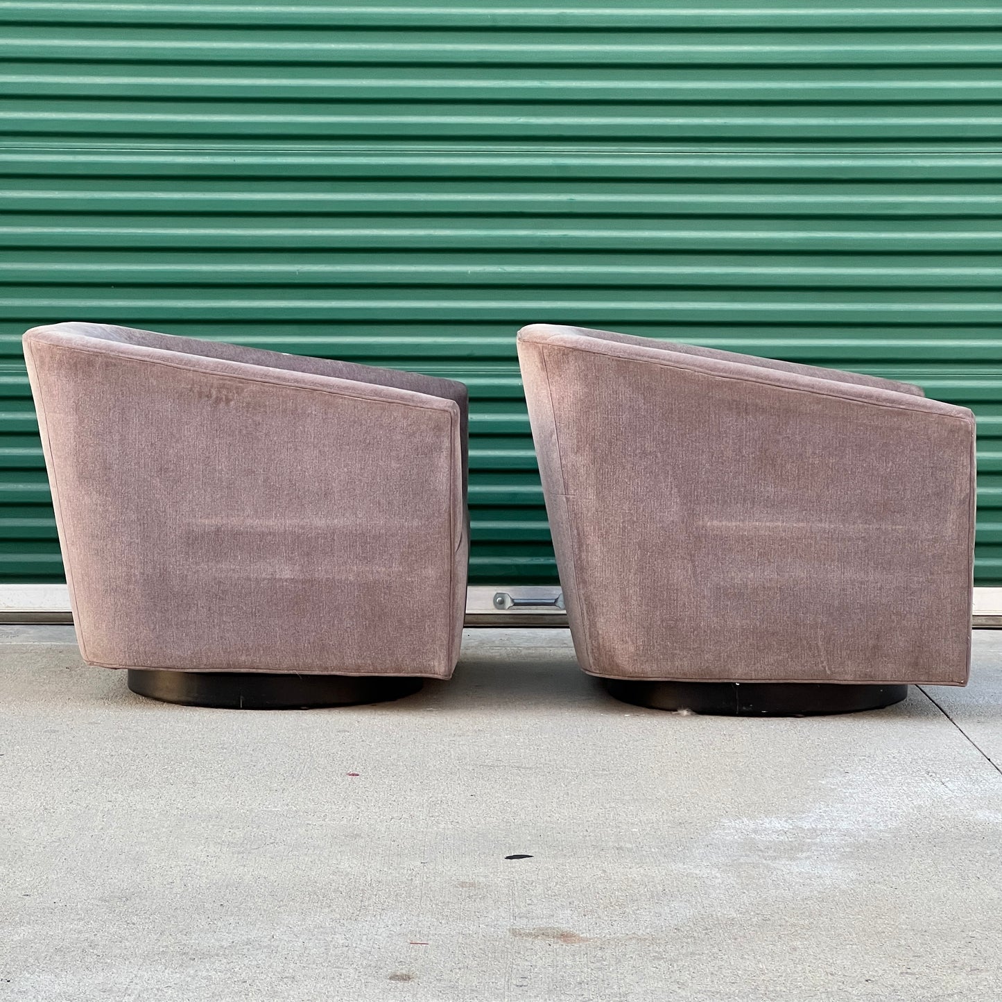 $1,700 Delivered | RH Restoration Hardware Shelter Swivel Chair (2) Graphite Velvet Luxe Depth