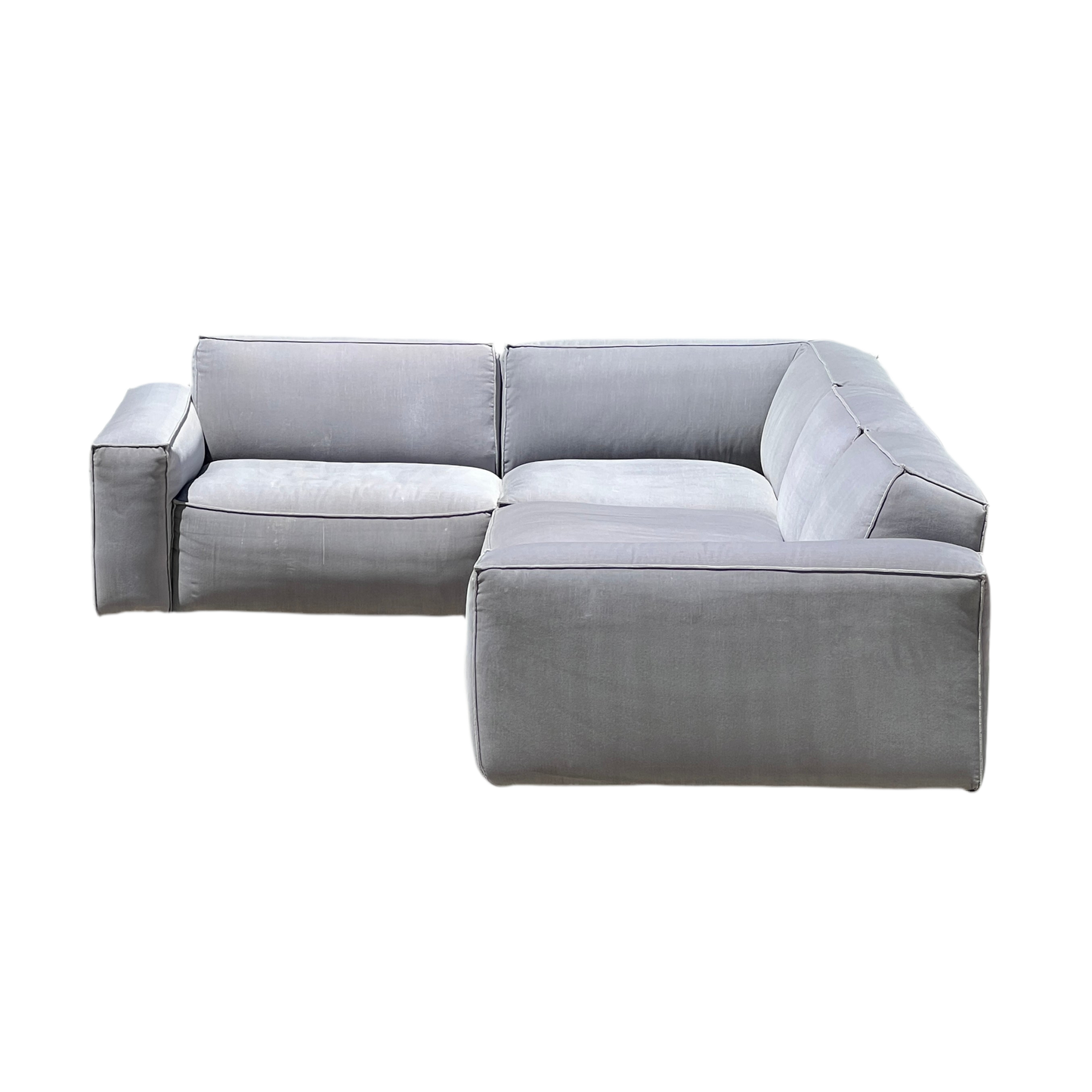 RH Restoration Hardware Como 5 Piece Sectional 100% Linen Velvet Light Gray | Used Condition