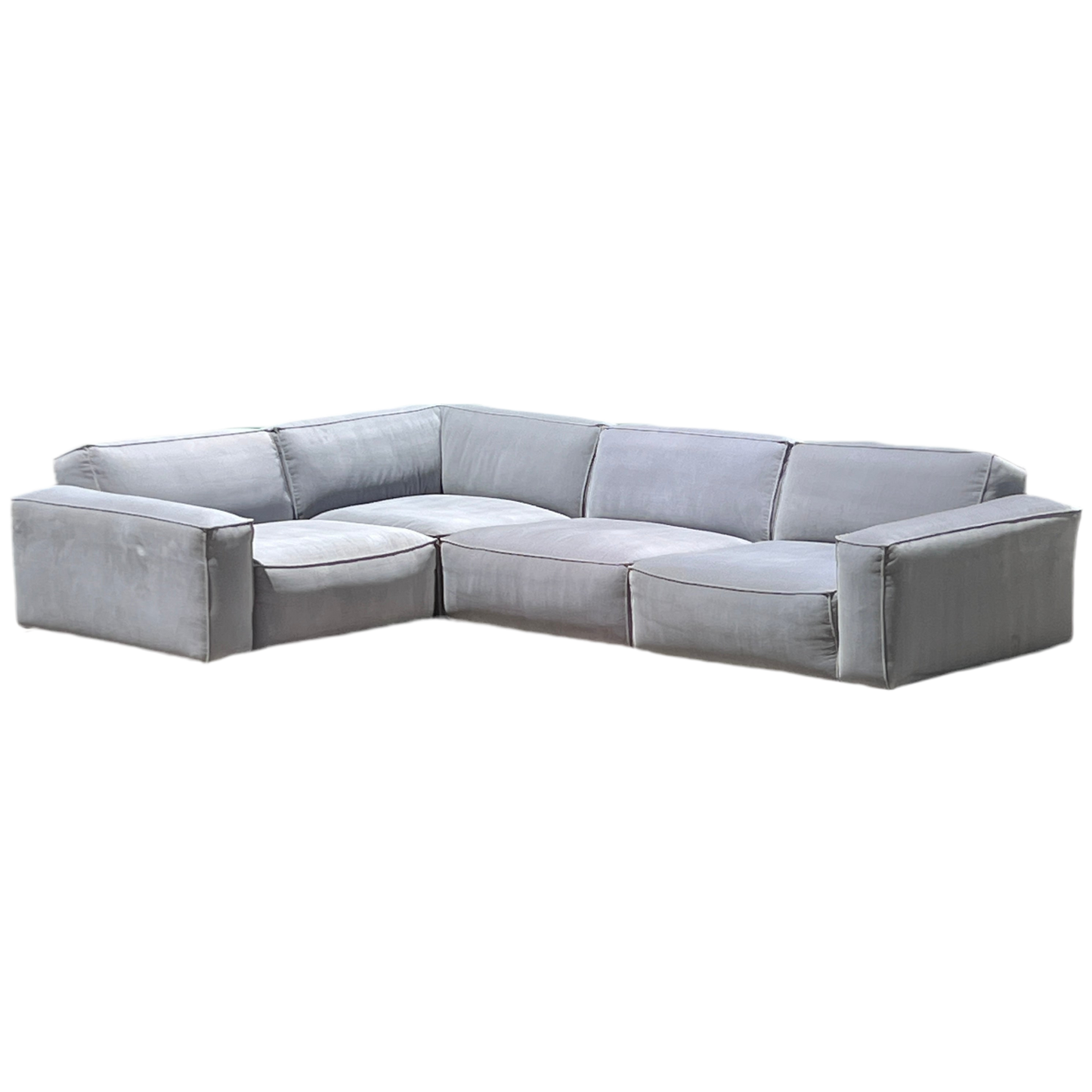 RH Restoration Hardware Como 5 Piece Sectional 100% Linen Velvet Light Gray | Used Condition