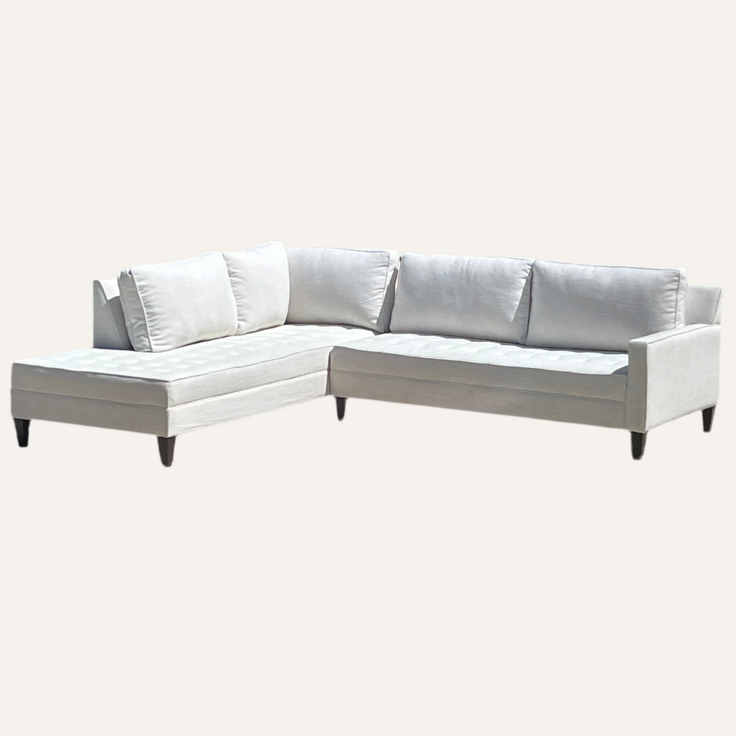 Z Gallerie Tufted Mid-Century Sectional – White Fabric Sofa | Reclaimed Furniture Haus