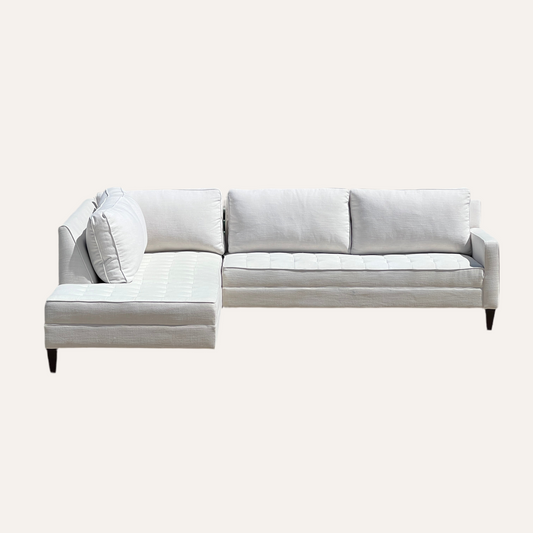 Z Gallerie Tufted Mid-Century Sectional – White Fabric Sofa | Reclaimed Furniture Haus