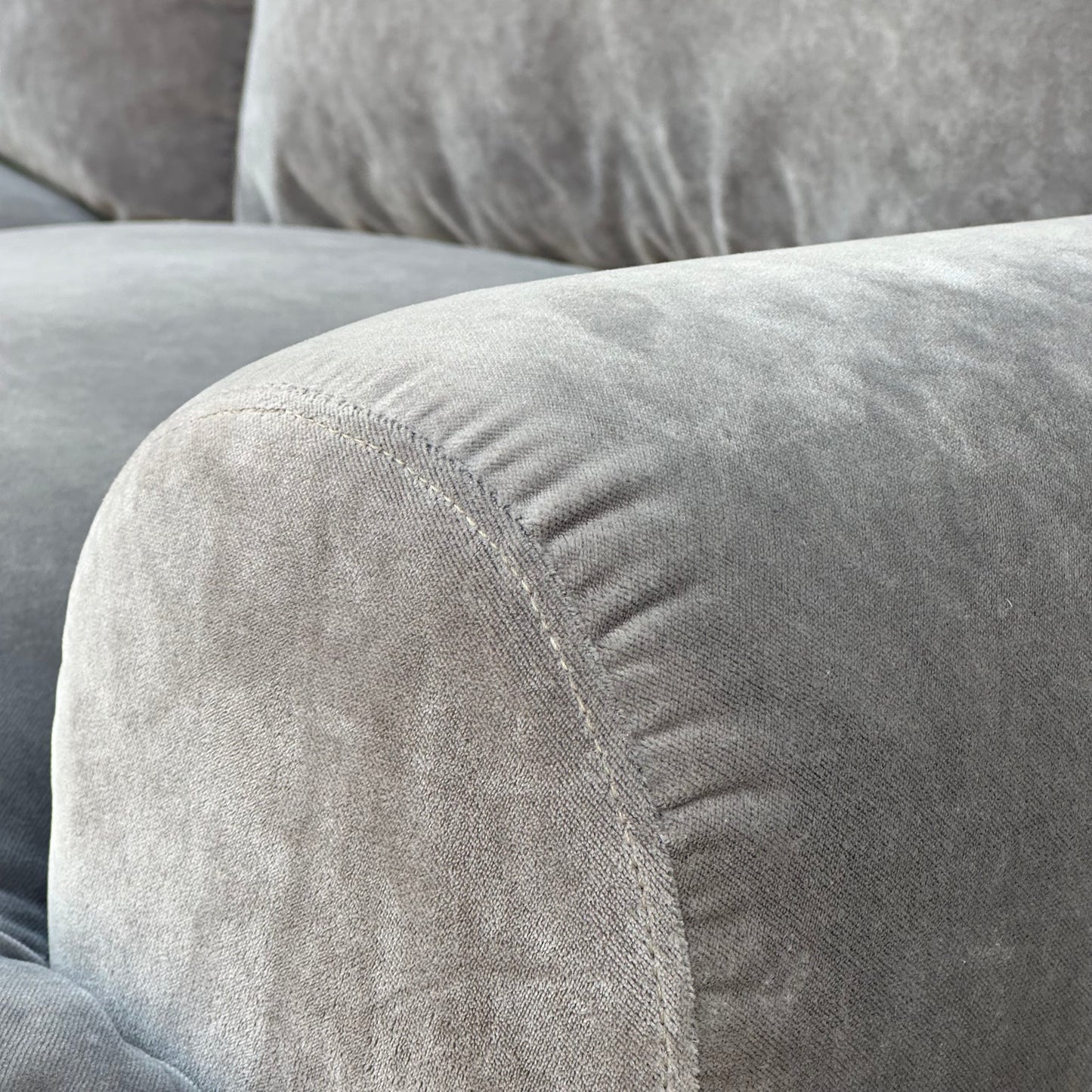 Bassett Furniture U-Shaped Gray Velvet Fabric Sectional | Costa Mesa