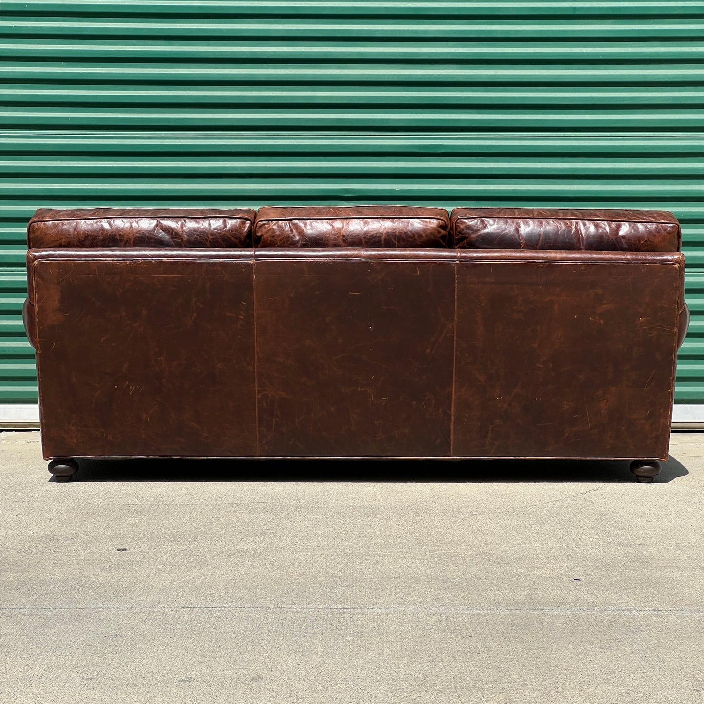 $2,000 Delivered | RH Restoration Hardware Lancaster 7’ Leather 3 Cushion Sofa Down Filled