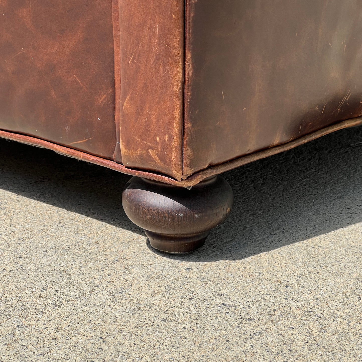 $2,000 Delivered | RH Restoration Hardware Lancaster 7’ Leather 3 Cushion Sofa Down Filled