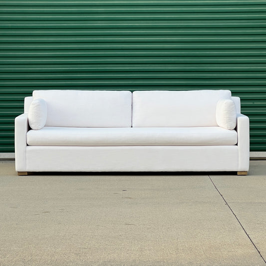 RH Restoration Hardware Track Arm Belgian Bench-Cushion 8’ Classic Sofa | Costa Mesa